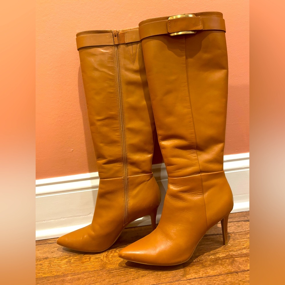 Tall tan leather CK boots